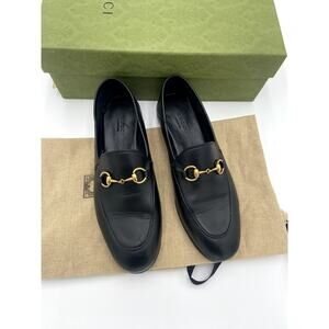 Gucci Jordaan Black Leather Loafers size 37
